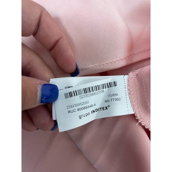 Zara Womens Midi Dress Pink Satin effect Size M Short Sleeve 2330/399 NWT - Picture 8 of 16